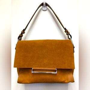 Zara Faux Suede Leather Shoulder Bag Brown Minimalistic Basic Everyday Bag